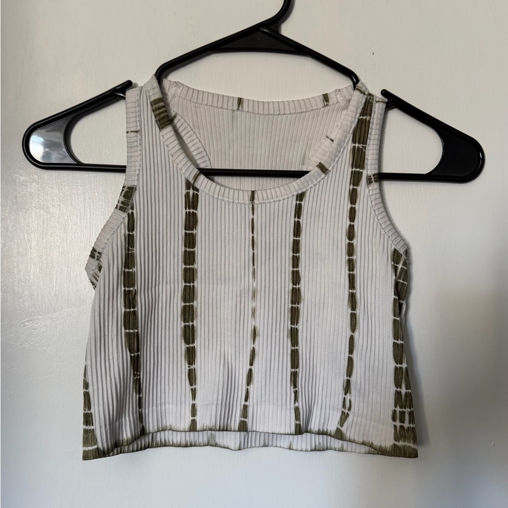 Striped Crop Top - White and Green